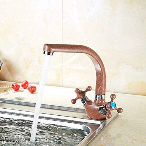 Robinets de lavabo YHSGY Brun Cambre Robinet Eau Froide Et Chaude Salle De Bains Robinets De Vasque Vasques De Lavabo Mélangeur Robinet De Cuivre Simple