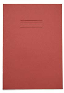 Rhino A4 Exercise Books, 48 Page / 8mm Lined with Margin Paper Notebook, 10 Pack, Office & School Stationery Supplies, Red