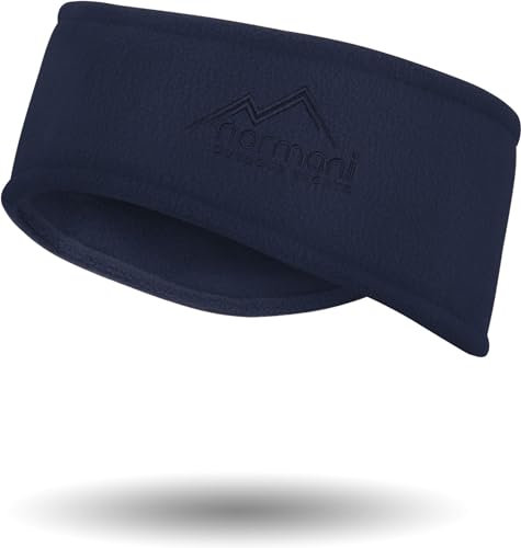 Fleece Stirnband Headband Uni Kopfband mit Ohrenschutz für Damen und Herren - Joggen, Laufen, Wandern, Fahrrad- und Motorrad Fahren Unisex Farbe Navy