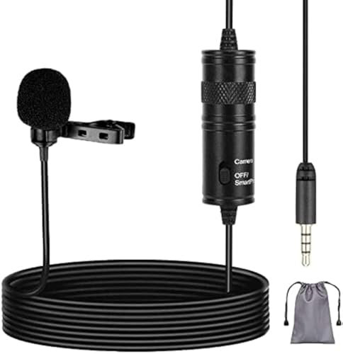 mcoplus Microfono Lavalier Omnidirezionale, MCO-LVD600 Clip-on Microfono esterno 3,5 mm per Android IOS Telefono, DSLR, Fotocamera, Computer, Smart Phone (6M)