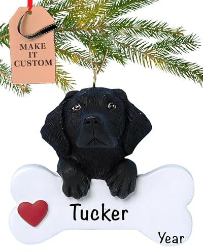 Personalised Labrador Dog Bone Ornament 2025 – Fast & Free 24h Customisation – Pet Christmas Ornaments for Tree – Custom Gift Wrapped Black Lab Keepsake for Dog-Lovers