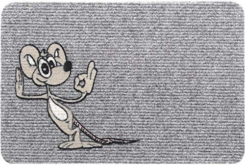 Nadelfilz Fußmatte als Schmutzfangmatte Lustige Maus - Innen Fußabtreter als Sauberlaufmatte 40x60 cm - Rips-Matte als rutschfester Fussabstreifer für Eingangsbereich, Haustür, Flur