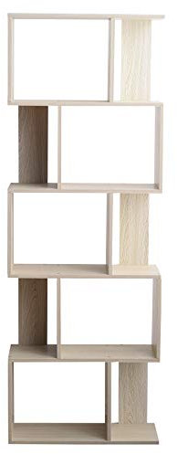 Rebecca Mobili Libreria Legno Mdf, Scaffale Da Terra, 5 Ripiani Abete Sbiancato, Design Contemporaneo, Ufficio Sala - Misure: 169 x 60 x 24 cm - Art.RE6402