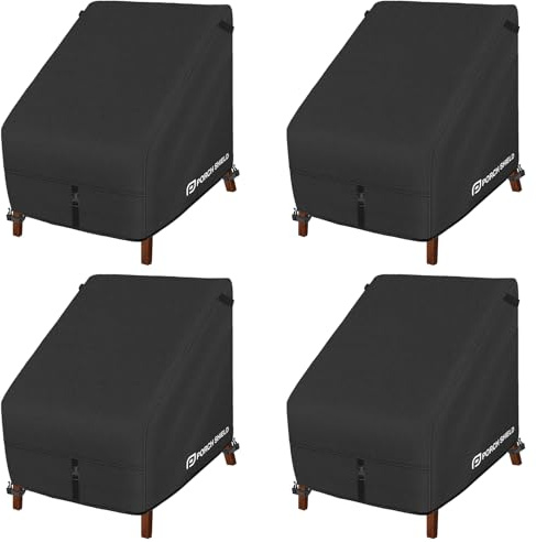Porch Shield Sitzbezüge für Terrassenstuhl, wasserdicht, für den Außenbereich, 4 Stück, 86 x 94 x 91 cm, Schwarz