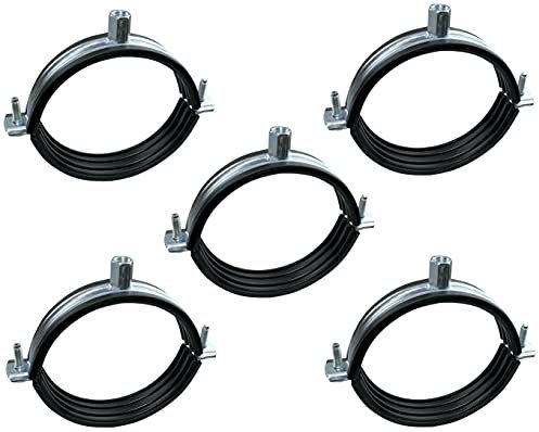 AERZETIX - Juego de 5 - Abrazadera isofónica - soporte de fijación con junta - para tubo Ø2 1/4'' 67-71mm - DIN EN 10111 - en acero galvanizado - para atornillar М8 - C49898