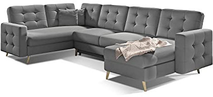 All4All Ecksofa Angela mit Schlaffunktion Bettkasten Eckcouch U-Form Polstersofa Sofa Couch Wohnlandschaft 23 (Soft29)