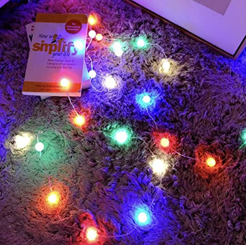 Litonen Batterie-betrtiebene LED LIchterketten für Innen bunt 4,9M mit 50 Kugeln Lichterketten für Weihnachten Party Hochzeit Fest Dekoration Essentisch Wohnimmer Kinderzimmer DIY