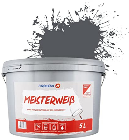 Farbklecks24 Meisterweiß Color, Wandfarbe Grau 7-3 (5L),(versch. Farben),hohe Deckkraft