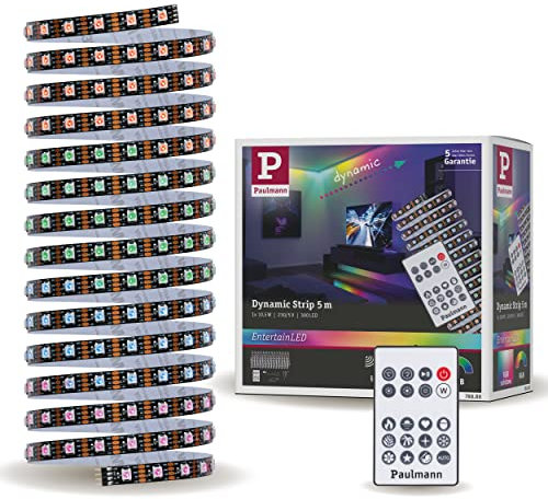 Paulmann 78888 LED Stripe Dynamic Set Rainbow RGB IP20 12 V DC, Dimmbar Lichtband, Kunststoff, Weiß, incl. 1 x 10, 5 Watt