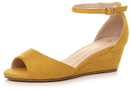 AJVANI low mid wedge heel ankle strap casual evening sandals size 7 40