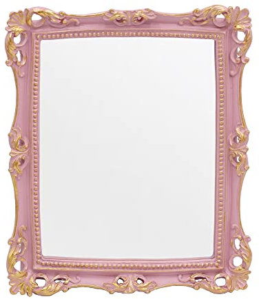 Funerom Miroir décoratif Vintage 27,9 x 24,1 cm, Miroir de Maquillage Mural et de Table ,carré (Rose)
