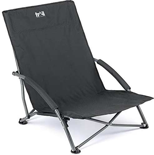 Trail Sisken Low Folding Beach Chair, Black