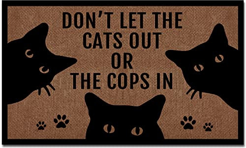 WutePade Don’T Let The Cats Out Or The Cops in Hello Goodbye Doormat Outdoor, Door Mats for Inside Entry Decorations Christmas Mat Outdoor Indoor Insert for Front Door 30x18