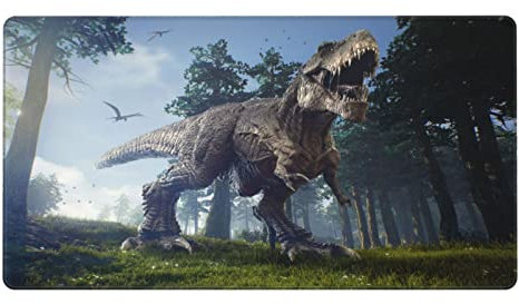 Dinosaur Tyrannosaurus Walk in The Jungle Large Mouse Pad Gaming Mousepad XXL 15.8×29.5 in Non-Slip Rubber Base Desk Mats on Top of Desks Mouse Pads for Wireless Mouse Computer Desks Accessories
