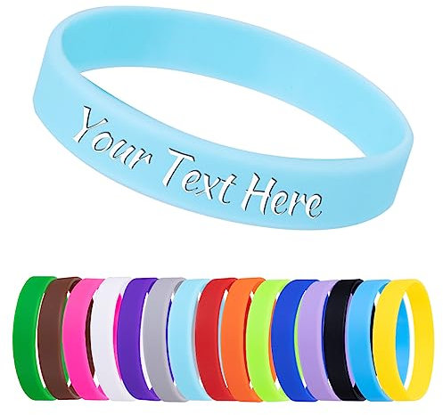 Armbänder, Silikon, personalisierbar, 1, 10, 30, 50 Karat, Gravur, für Events, Unterstützung, Hochzeit, Motivation, Bewusstsein, hellblau