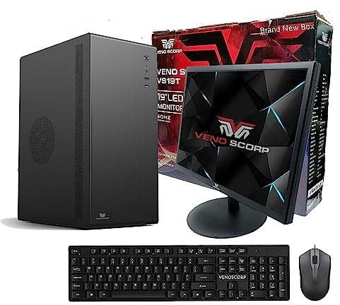 Veno Scorp desktop PC Computer Bundle Intel i7-2600 Quad Core 16GB RAM 480GB SSD + 1TB HDD WiFi Windows 10 Desktop PC 19 Monitor with VenoScorp V200 Computer (Renewed)
