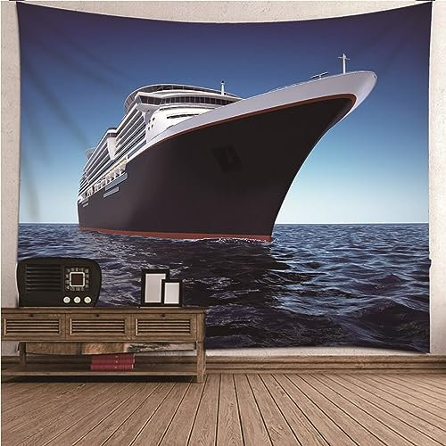 Banemi Wandtuch Natur, Wandbehang Groß Blau Polyester Großes Schiff Auf See Wandteppich Deko Wand Wohnzimmer 260x240cm