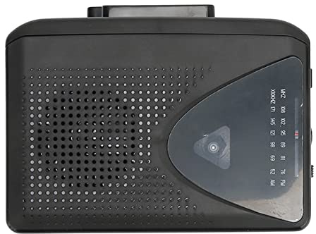 Kassettenspieler, Tragbares AM FM Radio, Tragbare Kassettenspieler und Tape Recorder mit Transparentem Lautsprecher mit 3,5 mm Kopfhöreranschluss, 2 AA-Batterien