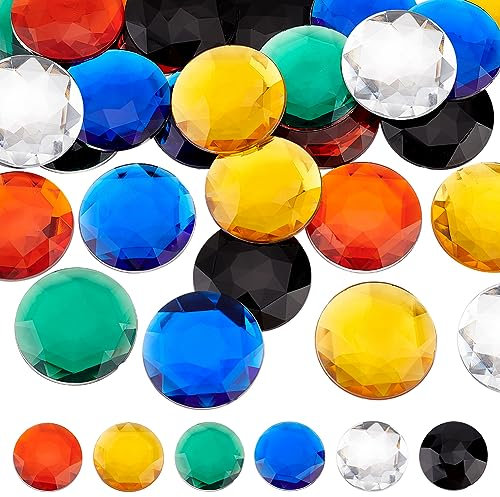OLYCRAFT 30 Stück Acryl Strasssteine Mit Flacher Rückseite 4cm Runde Strass Cabochons Acryl Glitzer Edelsteine Cosplay Edelsteine Juwelen Für Kostümschmuck Cosplay Verzierungen - 6 Farben