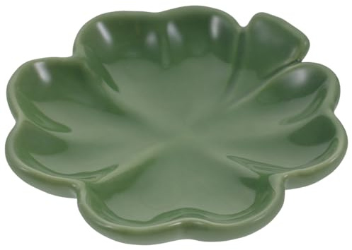 Cabilock Plateau Bijoux Trèfle 3.62 Pouces En Céramique Verte Organisateur Et Rangement Bijoux Anneaux Colliers Pour Maison Et Bureau