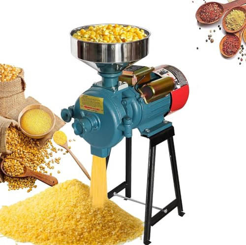 Gguwug Commercial Electric Feed Mill Dry Grain Mill Grinder/Grinder Electric Multifunctional Indian Mixer Grinder Coffee Wheat Feed Machine with Funnel for Dry Spice Herbs/Nut/Coffee/Rice