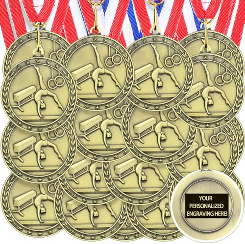 Equsion Auszeichnungsmedaillen mit Halsbändern, goldfarben, für Fußball, Volleyball, Bogenschießen, Basketball, Cheer Track Bowling, Medaillen für Sport, Pokal, Teilnahme, Gewinner, Geschenk
