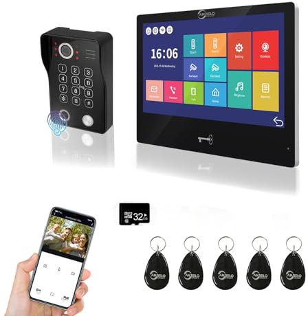 TUYA Système d'interphone vidéo 1080p pour porte d'appartement, moniteur tactile filaire de 25,4 cm, prise en charge des empreintes digitales, carte RFID, déverrouillage du mot de passe