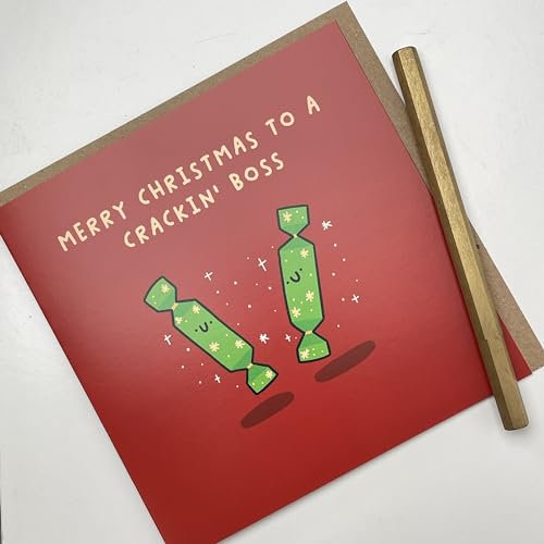 Old English Co. Lustige Weihnachtskarte für den Chef – Crackin' Boss Weihnachtskarte – süßes Frohe Weihnachten Knallbonbon-Geschenk für Sie oder Ihn – bunte festliche Karte für Familie und Freunde |
