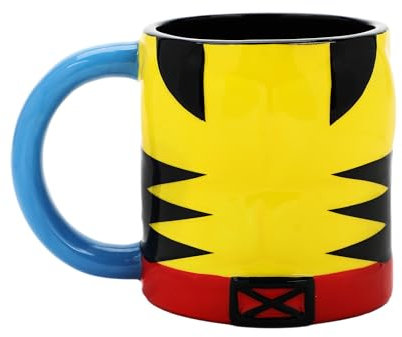 Bioworld X-Men Wolverine Costume - Tazza in ceramica, 473 ml, colore: Giallo