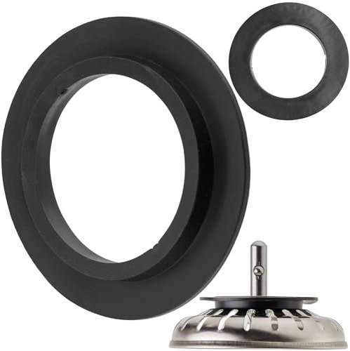 Ersatz Dichtungen für Siebkörbchen, 2 Stück, in Schwarz, aus Gummi, Spüle Siebkorb Dichtring mit Ø 52,5 mm außen, Ø 32,8 mm innen, 5 mm Dicke, Zubehör für Küchenspüle, Siebkorbdichtung Set Spülbecken