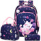 Katzen Rucksäcke für Mädchen Kinderucksack Schulranzen Kinder Mädchen Schultaschen 3 TLG. Sets für Schule 1-3 Klasse,Reisen Wandern