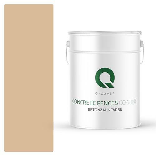 Q-COVER Betonzaunfarbe | 10L | Beige | Silikon Farbe | Außen | Betonfarbe | Hydrophobe Farbe | Acrylat Dispersion | Betonzäune | Betonelemente