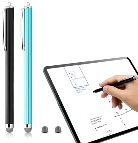 2 Pack Stylus Pens for Touch Screens with 2 Replacement Tips, High Sensitivity Fiber Mesh Tip Stylus Pen, Universal Stylus Pen Smooth Tablet Pencil for All Capacitive Screen Mobile Phones Tablets