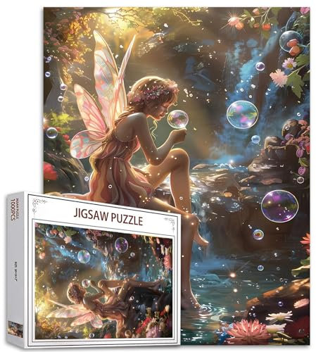 Tucocoo Waldfeen-Puzzle, 1000 Teile, Puzzles für Erwachsene, Sonnenschein, Wasserfall, Landschaft, Kunst-Puzzles für anspruchsvolle Familienaktivitäten, buntes DIY-Handarbeitspuzzle für