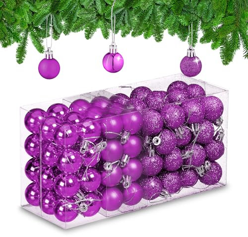 Relaxdays Palline di Natale, Set da 96 Palle Opache, Lucide, Glitterate, HxD: 4x3 cm, Addobbi Albero Natalizi, Fucsia
