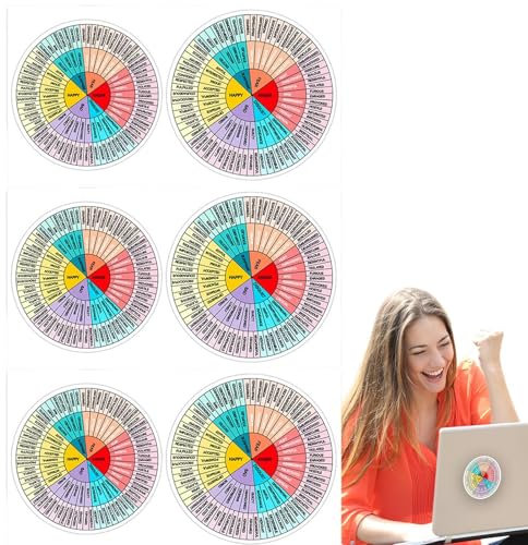 Feelings Wheel Sticker | Mental Color School Chart | Emotion Chart Stickers | Adhesive Emotion Decal Office Decor | Emotions Chart Decals Emotion Chart Stickers for Men Women