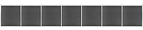 Sufrk Fence Panel Set WPC 1218x186 cm Black-Freestanding Garden Fence for Patio Lawn Animal Safety Gate Decoration