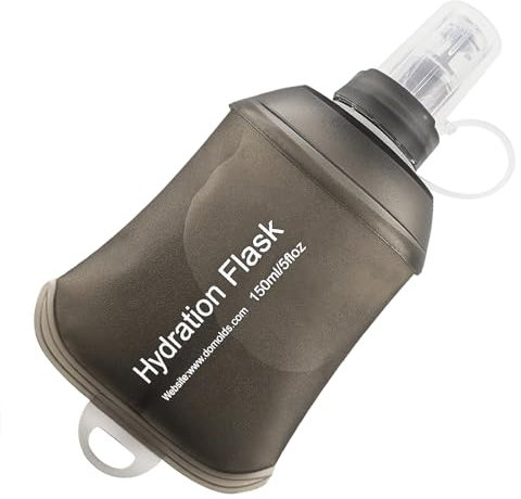 AXEN 150ML Soft Flask, TPU Foldable Running Hydration Flask, Soft Collapsible Water Bottle for Hydration Pack Cycling Marathon Running Hiking, Dark Grey