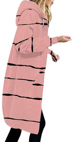 Donna Piumino Cappotto cardigan da donna, giacca con cappuccio, tasca calda, casual, con cerniera Giacca Lunga Donna Invernale Giubbotto Invernale (Rose Gold, L)