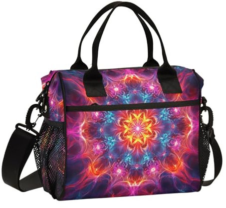 GAIREG Lonchera escolar con diseño psicodélico fractal