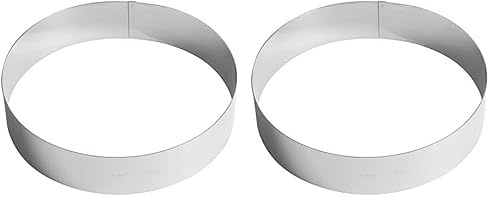 PADERNO 47534 Tortenring, Tortenform, für Backen, Gebäck, Moussekuchen, aus Edelstahl, Spülmaschinenfest, Diametro 26 cm, Grau (Packung mit 2)