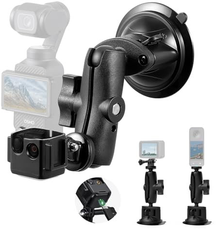 Saugnapfhalterung für DJI Osmo Pocket 3, Action Kamera Auto Windschutzscheibe Fenster Armaturenbrett Halterung für GoPro Insta360 X5 Akaso, Verstellbare Halter Mount mit 360° Kugelkopf Magic Arm