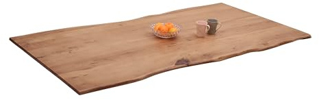 SAM Tischplatte 120x80 cm Akazie natur echte Baumkante Unikat | Akazienholz naturfarben massiv, pflegeleicht, für DIY-Ideen, geeignet für Esstische, Arbeitsflächen & Bartische