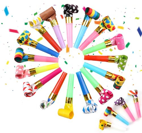 20 Stück Tröte, Trötren, Kinder Jubel Partytröten, Party Kinder Gebläse, Tröte Fan Fußball, Kindergeburtstag Luftrüssel, Lustige Spielzeuge für Graduierung, Neujahr Geburtstag Party, Weihnachten