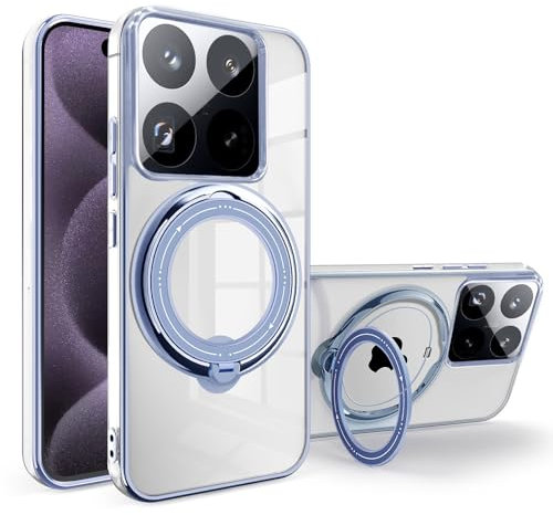 Jiajihua Funda Compatible con Xiaomi 15 Protector de cámara Soporte magnético para Coche Funda para teléfono Blue