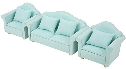 GEERYZHE Miniatur Dollhouse Möbel, Puppenhaus Sofa Dollhouse Möbelpuppenhaus Couch Mini Puppenhaus Plaid Sofa Möbel Spielzeug (Matcha-Grün)