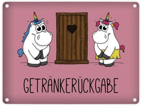 trendaffe - Honeycorns Metallschild mit dringende Einhorn Getränkerückgabe Motiv