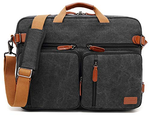 CoolBELL 15.6Inches Convertible Backpack Messenger Shoulder bag Laptop Case Handbag Business Briefcase Multi-functional Travel Rucksack Fits 15.6 Inch Laptop For Men/Women (Cancas Black)