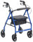 Drive DeVilbiss Lightweight Aluminium Rollator with Seat and Backrest – Four Wheel (8 Inch, Vivid Blue)