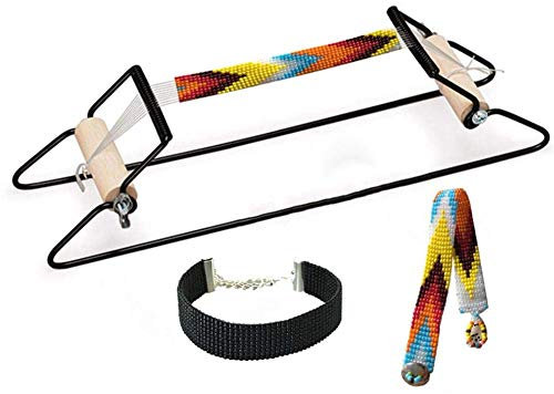 Telaio per Perline - Telaio per Tessitura Perline in Legno in Acciaio Inossidabile Telaio per Gioielli Fai-da-Te Telaio per Perline per Bracciale e Altro (# 1)